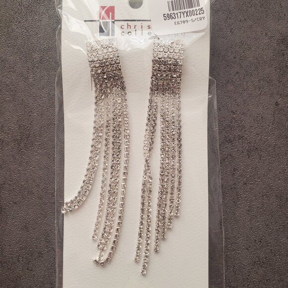 Christina Collection - Crystal/Rhinestone Drop Stud Earrings - E6709-S/CRY - Picture 1 of 2